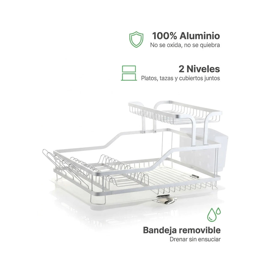 Secador De Platos Aluminio Premium 2 Niveles