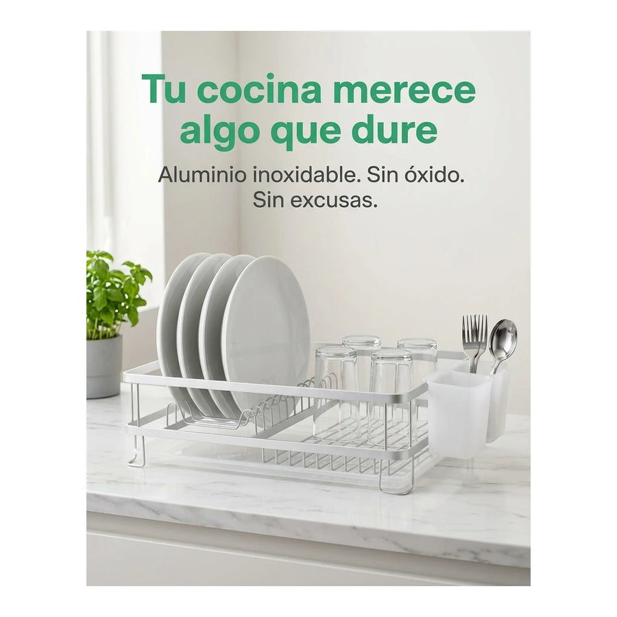 Secador De Platos Aluminio Inoxidable 1 Nivel 42x30x13