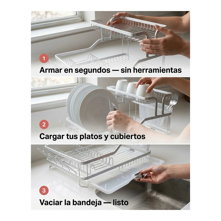 Secador De Platos Aluminio Premium 2 Niveles