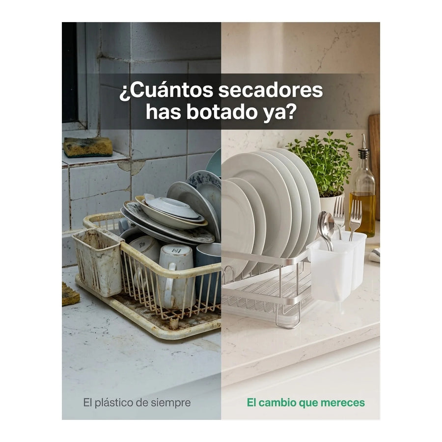 Secador De Platos Aluminio Inoxidable 1 Nivel 42x30x13