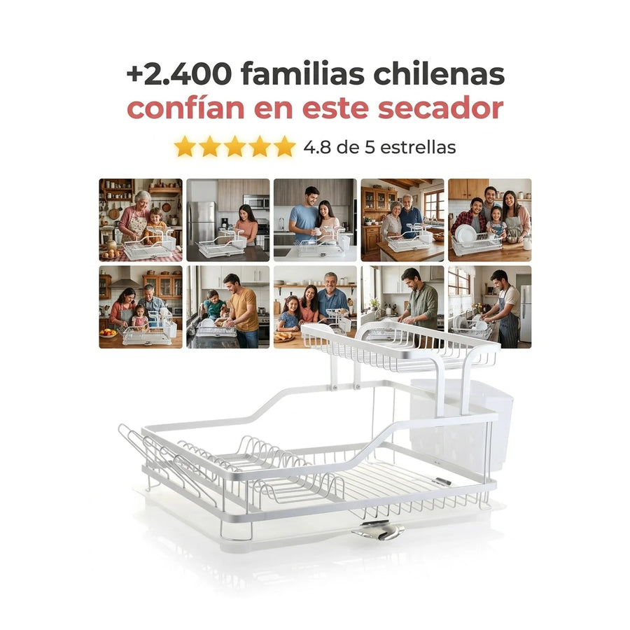 Secador De Platos Aluminio Premium 2 Niveles
