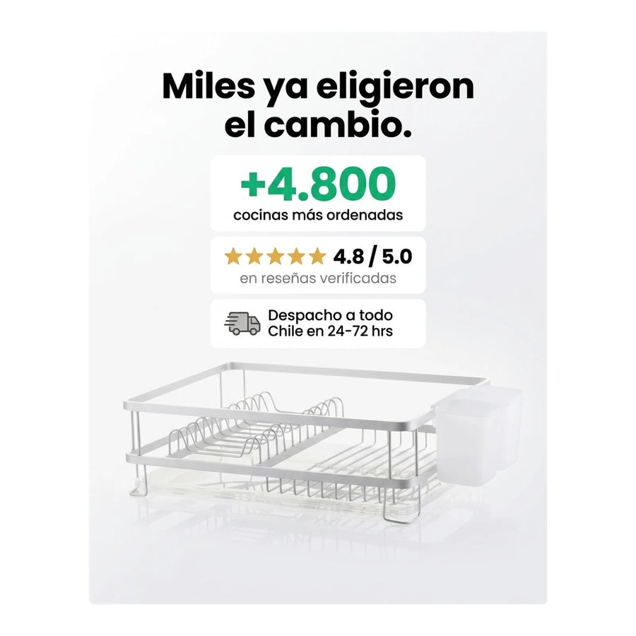 Secador De Platos Aluminio Inoxidable 1 Nivel 42x30x13