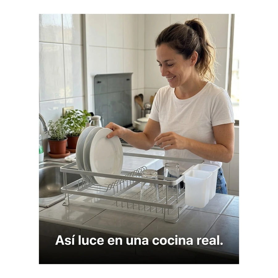 Secador De Platos Aluminio Inoxidable 1 Nivel 42x30x13