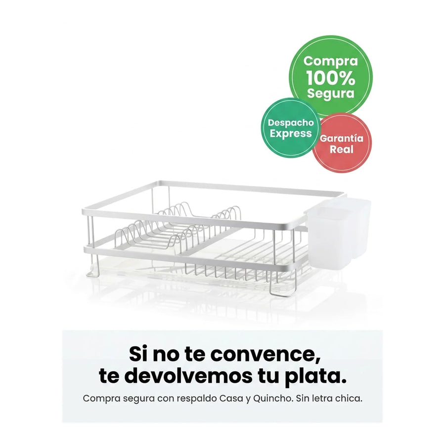 Secador De Platos Aluminio Inoxidable 1 Nivel 42x30x13