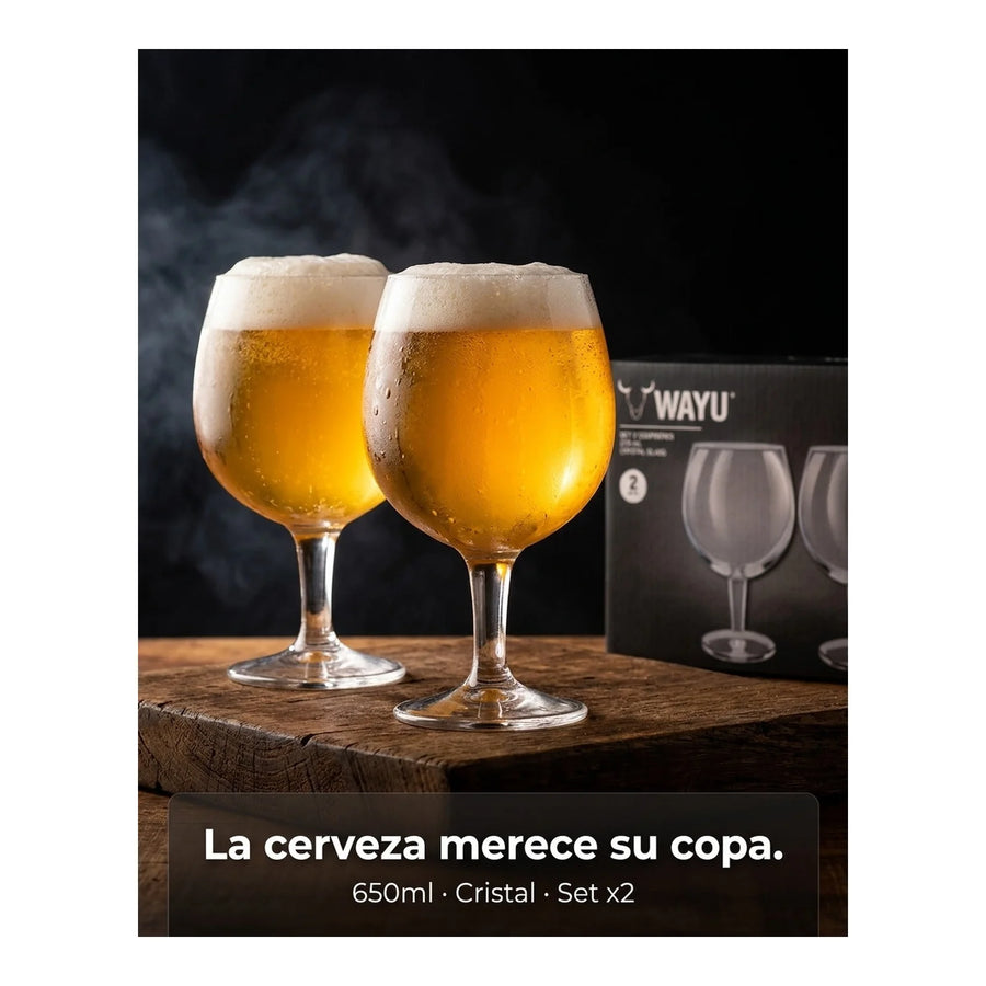 Set 2 Copones Cerveceros Wayu 650ml Beer Mug Cervecero Bar