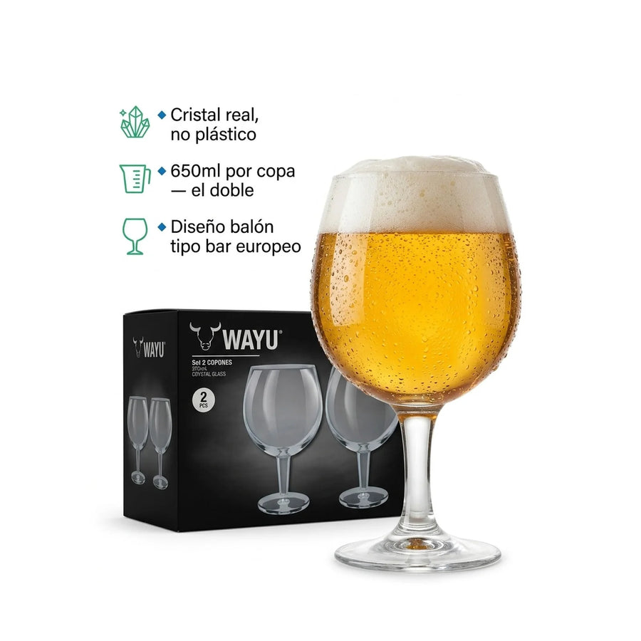 Set 2 Copones Cerveceros Wayu 650ml Beer Mug Cervecero Bar
