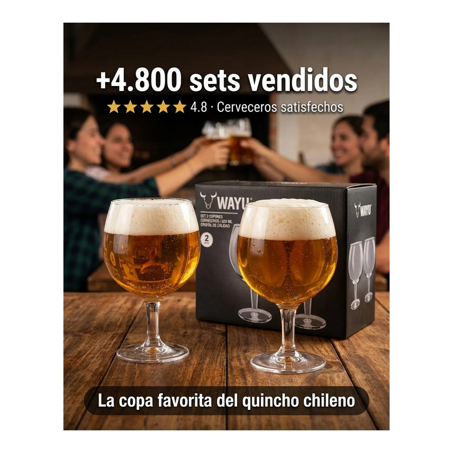 Set 2 Copones Cerveceros Wayu 650ml Beer Mug Cervecero Bar