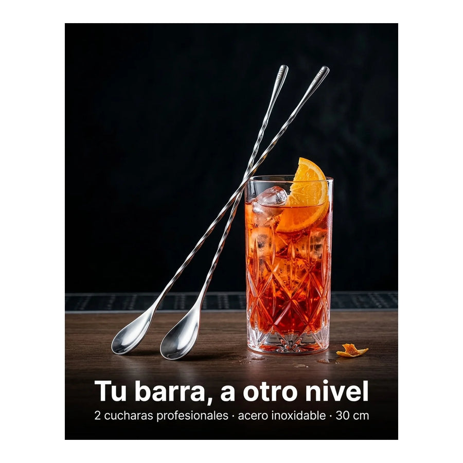 Set 2 Cucharas Wayu Barra Coctail Coctelería Aperitivo Bar
