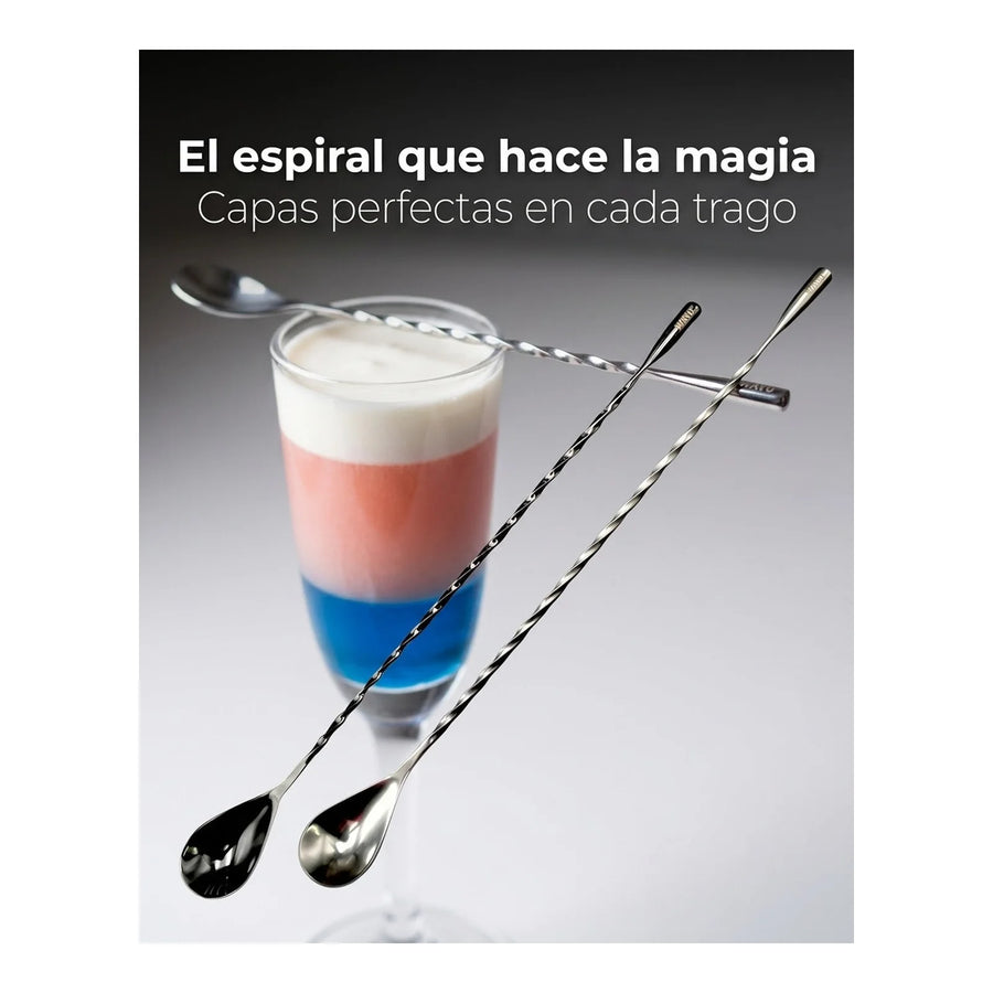 Set 2 Cucharas Wayu Barra Coctail Coctelería Aperitivo Bar