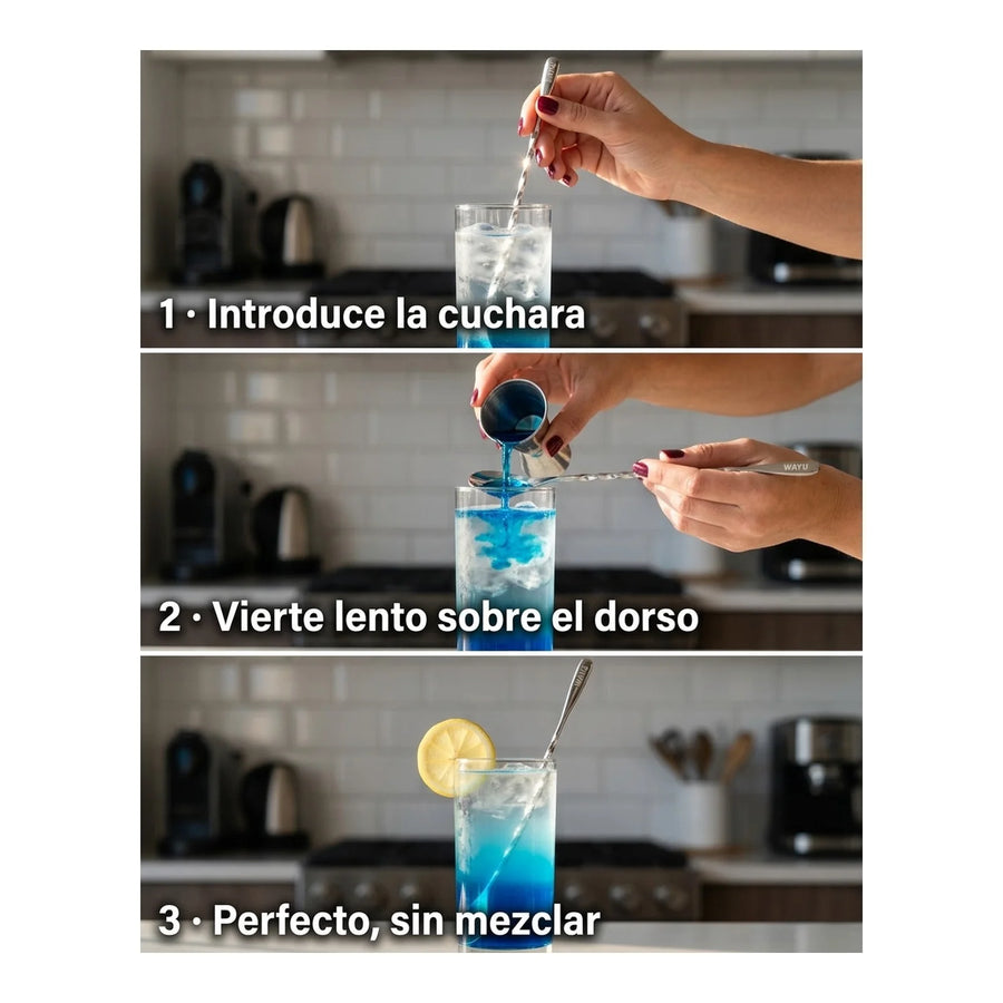 Set 2 Cucharas Wayu Barra Coctail Coctelería Aperitivo Bar