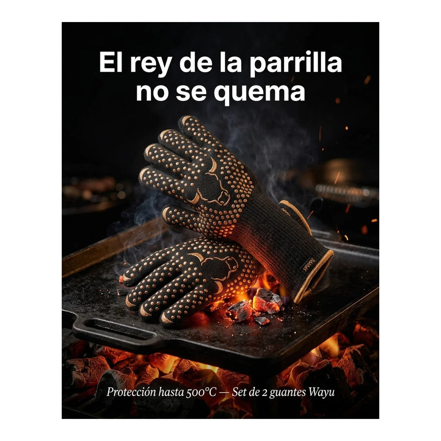 Set 2 Guantes Asado Alta Temperatura Parrillero Wayu Cocina