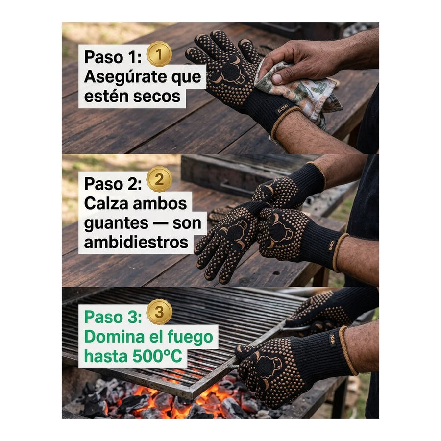 Set 2 Guantes Asado Alta Temperatura Parrillero Wayu Cocina