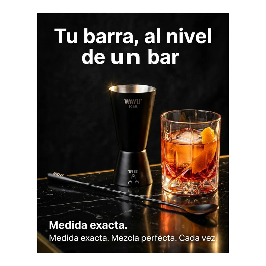 Set 2 Jigger Medidor + Cuchara Wayu Barra Coctail Tragos