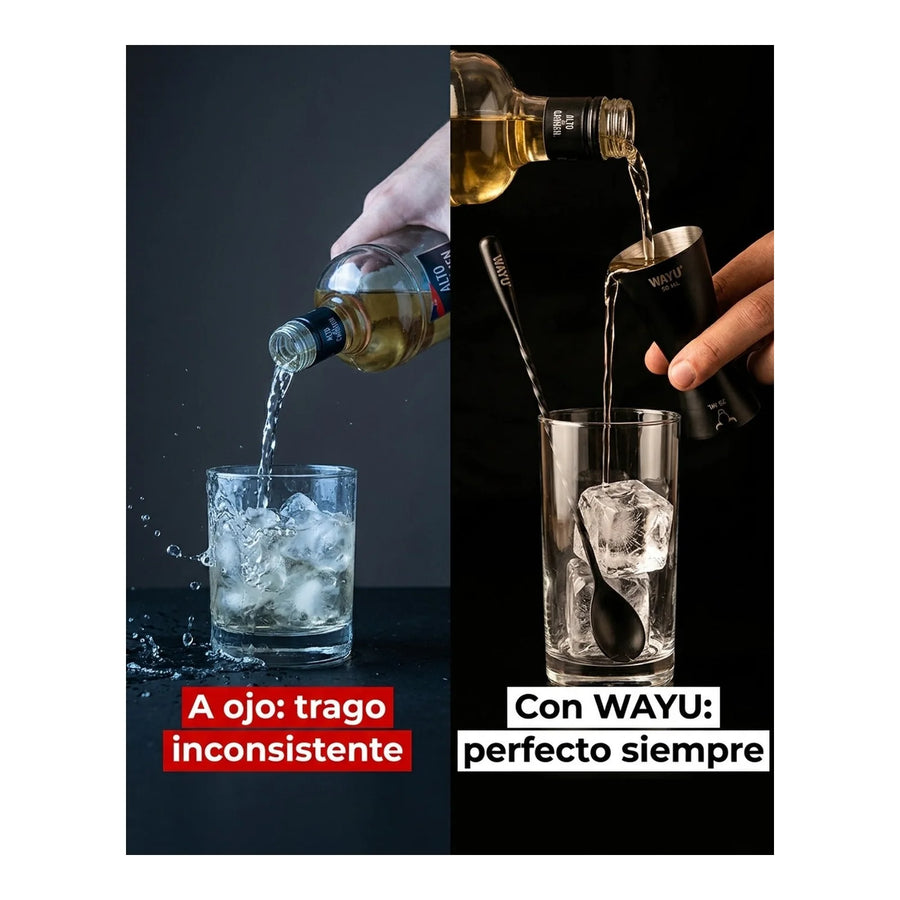 Set 2 Jigger Medidor + Cuchara Wayu Barra Coctail Tragos