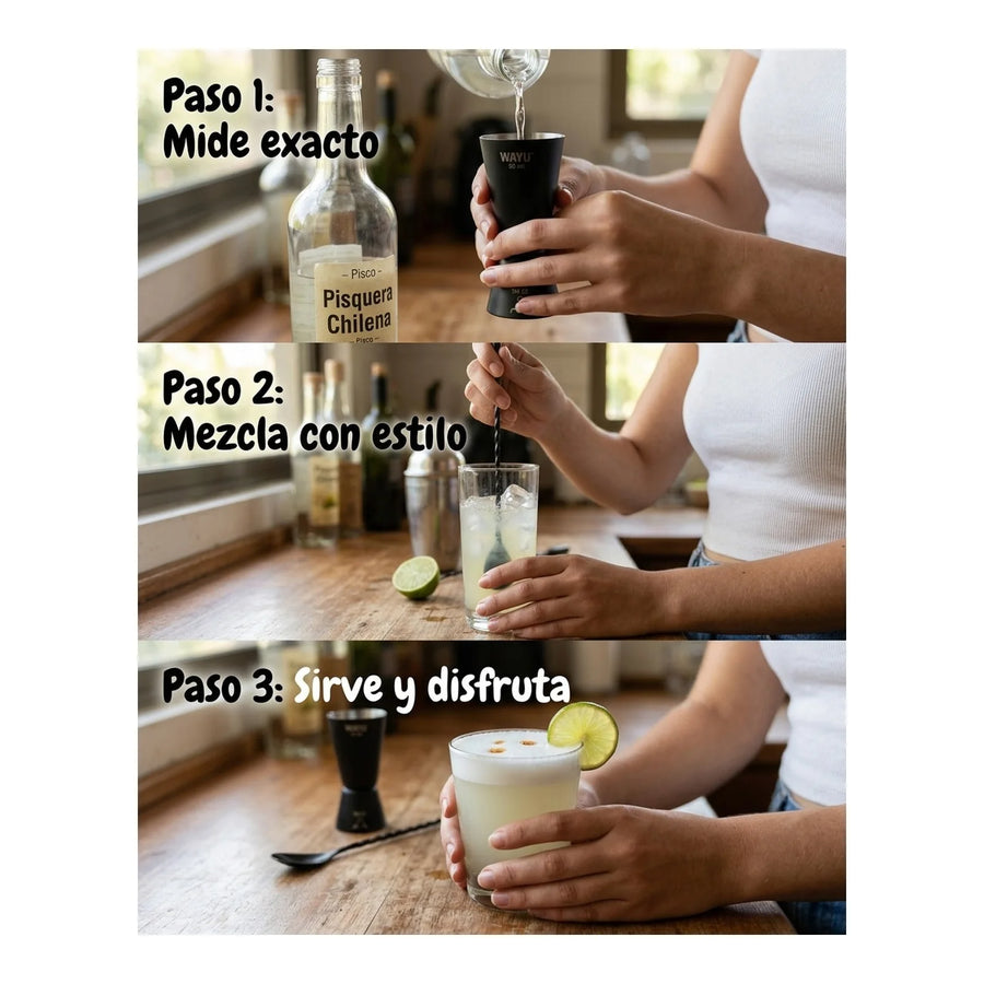 Set 2 Jigger Medidor + Cuchara Wayu Barra Coctail Tragos