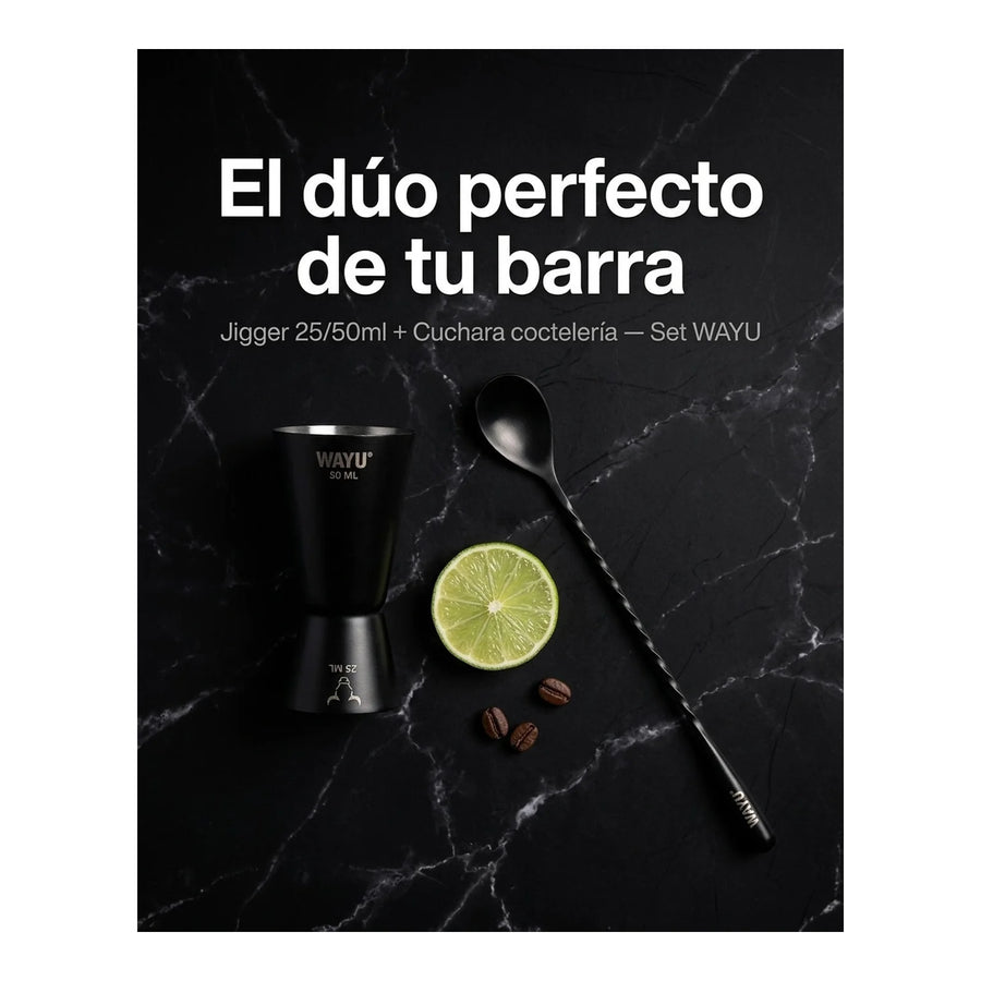 Set 2 Jigger Medidor + Cuchara Wayu Barra Coctail Tragos