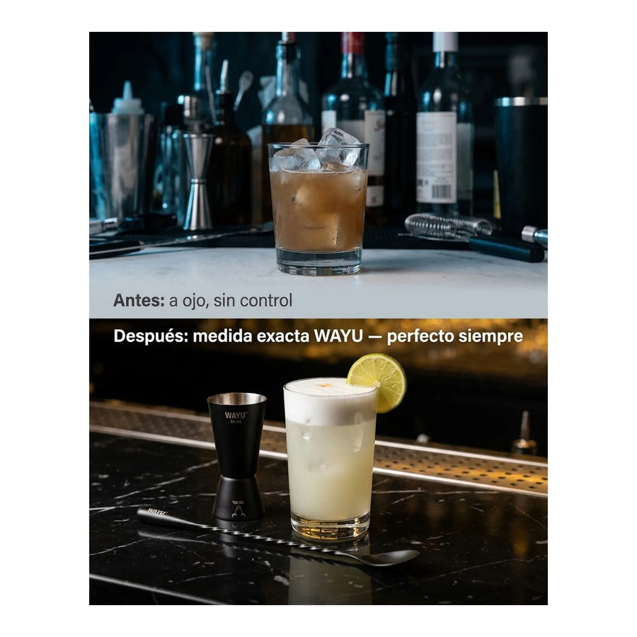 Set 2 Jigger Medidor + Cuchara Wayu Barra Coctail Tragos