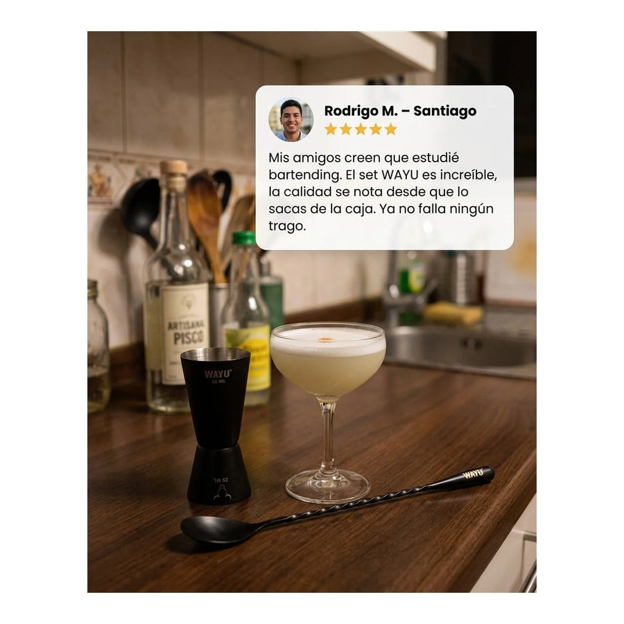 Set 2 Jigger Medidor + Cuchara Wayu Barra Coctail Tragos
