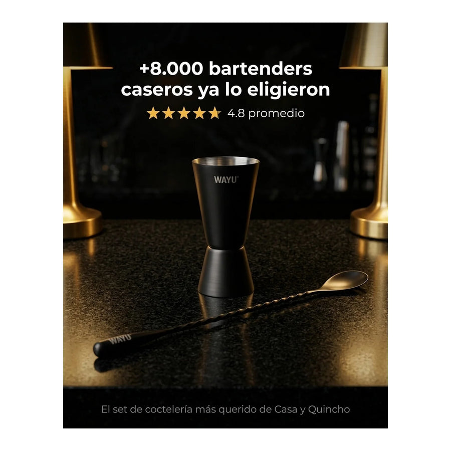 Set 2 Jigger Medidor + Cuchara Wayu Barra Coctail Tragos