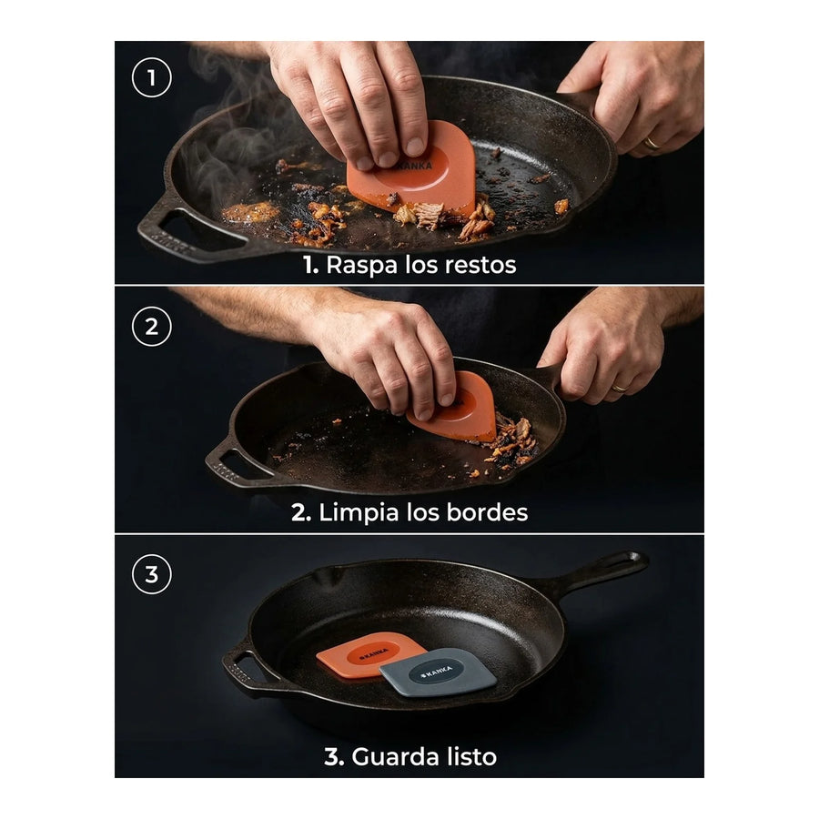 Set 2 Raspadores Plásticos Kanka Limpieza De Hierro Fundido
