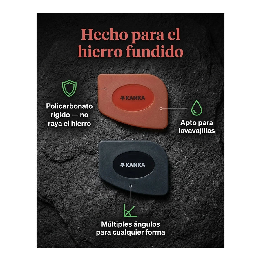 Set 2 Raspadores Plásticos Kanka Limpieza De Hierro Fundido
