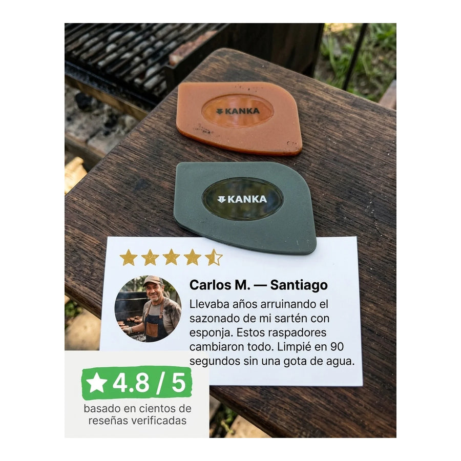 Set 2 Raspadores Plásticos Kanka Limpieza De Hierro Fundido