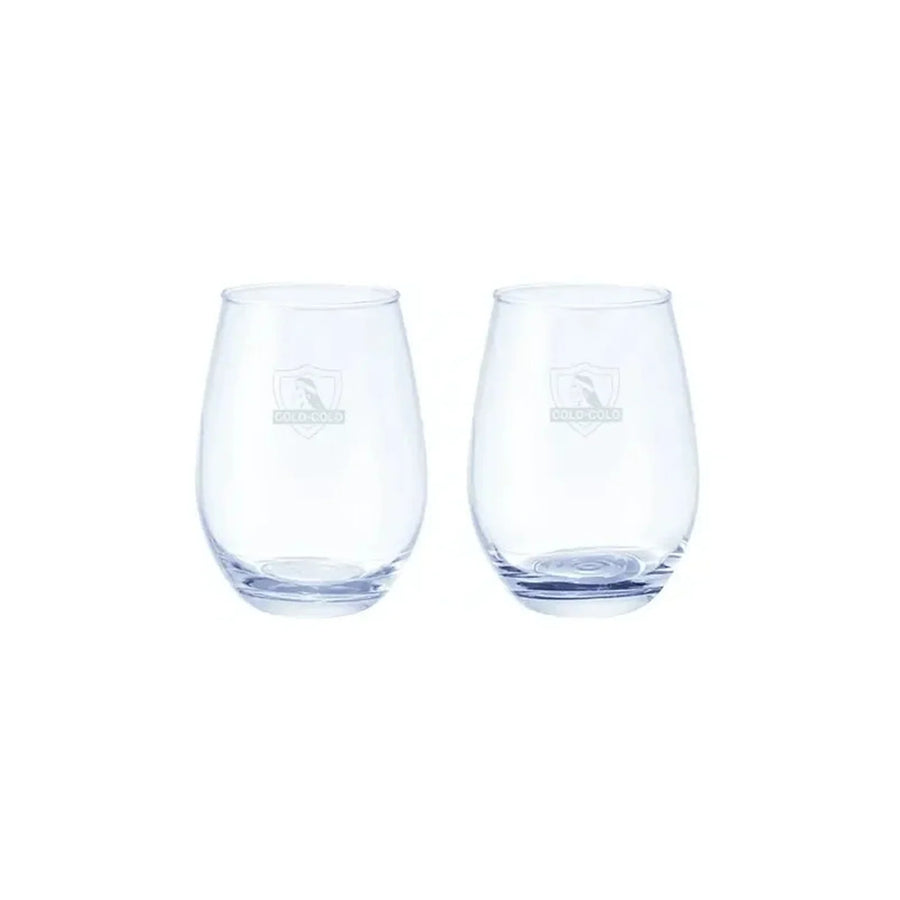 Set 2 Vasos Glasso Colo Colo Premium Bar Quincho Bbq Cristal