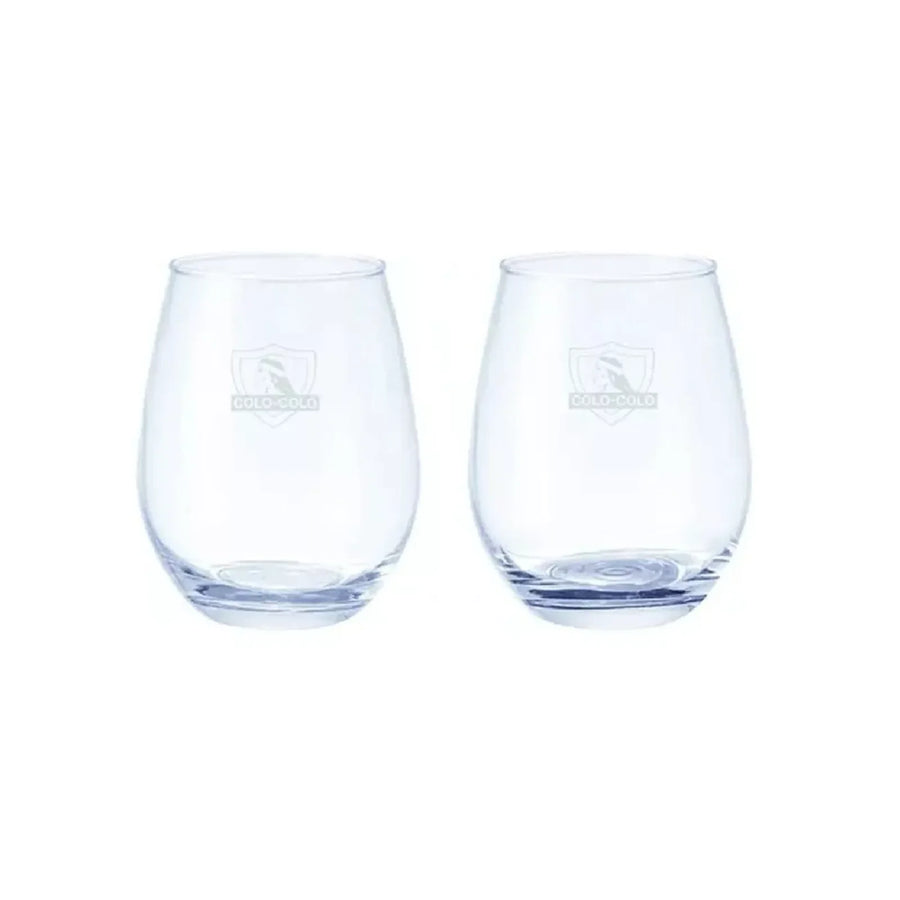 Set 2 Vasos Glasso Colo Colo Premium Bar Quincho Bbq Cristal