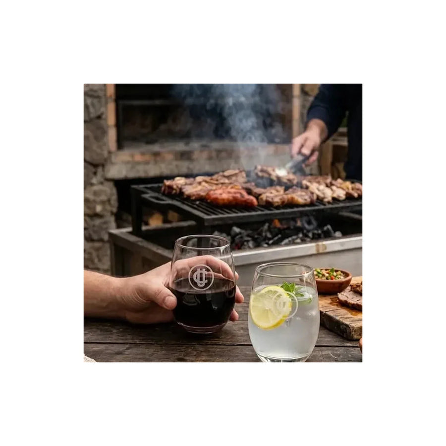 Set 2 Vasos Glasso U. Católica Premium Bar Quincho Bbq Cristal