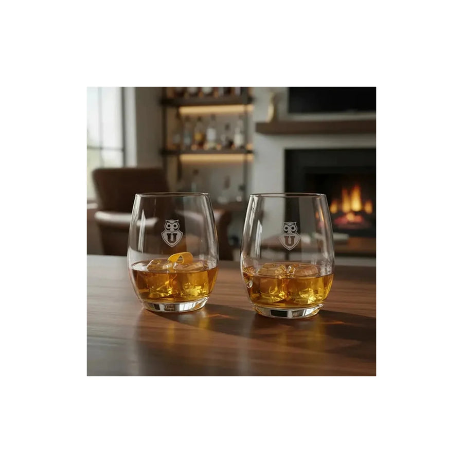 Set 2 Vasos Glasso U. De Chile Premium Bar Quincho Bbq Color Cristal