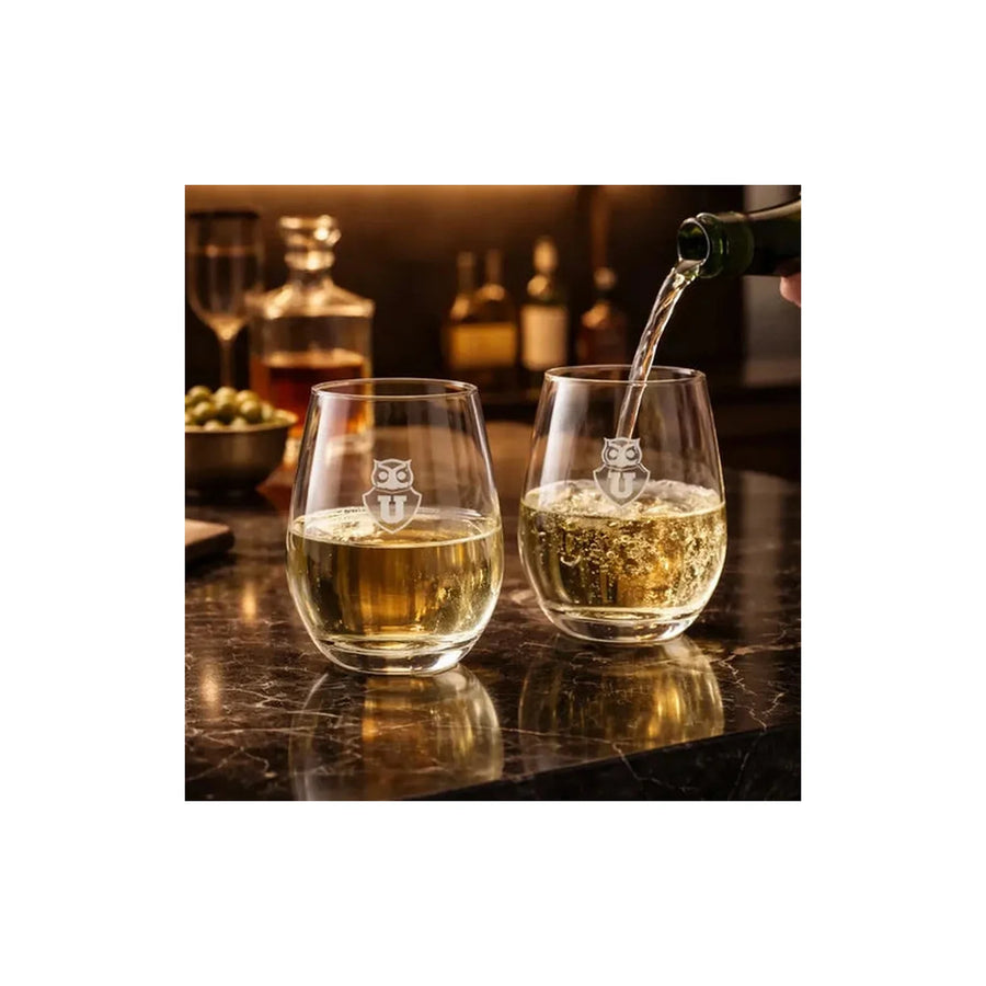 Set 2 Vasos Glasso U. De Chile Premium Bar Quincho Bbq Color Cristal