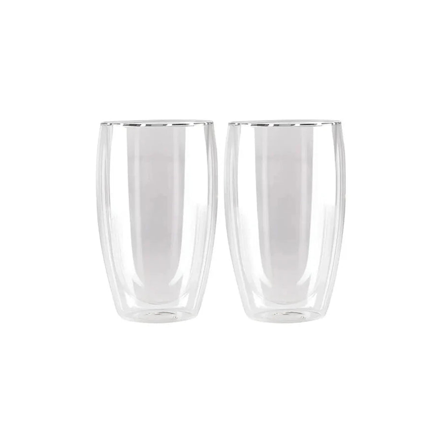 Set 2 Vasos Vidrio Doble Pared Transparente 473 Ml Para Café Glasso