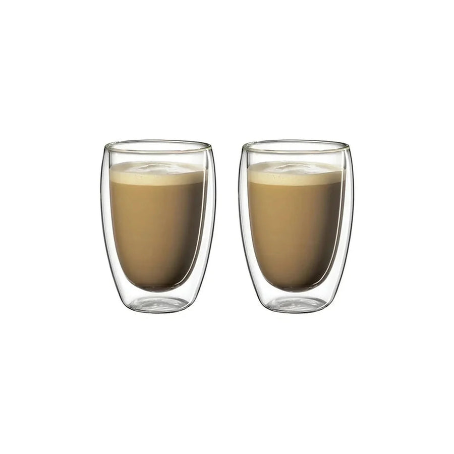 Set 2 Vasos Vidrio Doble Pared Transparente 473 Ml Para Café Glasso