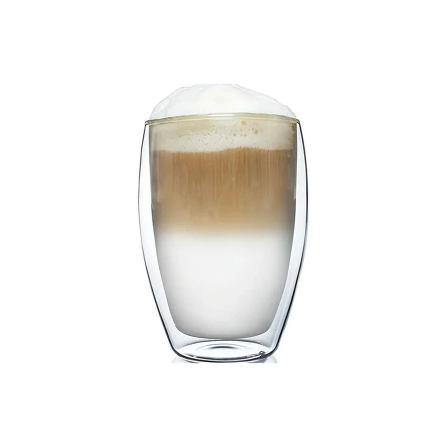 Set 2 Vasos Vidrio Doble Pared Transparente 473 Ml Para Café Glasso