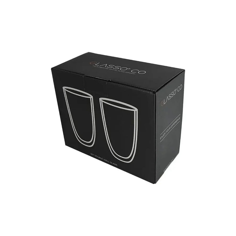 Set 2 Vasos Vidrio Doble Pared Transparente 473 Ml Para Café Glasso