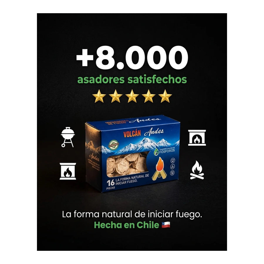 Set 3 Iniciador De Fuego Volcán Parrilla Carbón Leña Asado