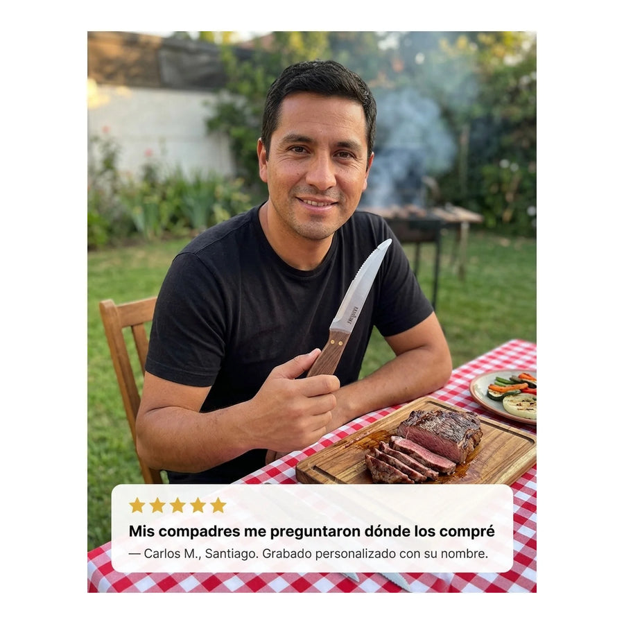 Set 4 Cuchillos Kangkawe Premium Parrilla Cocina Asado Bbq + Grabado Personalizado