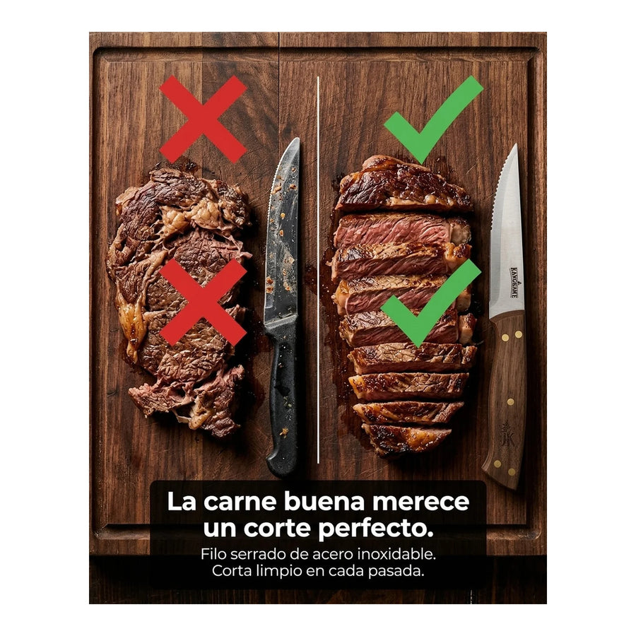 Set 4 Cuchillos Kangkawe Premium Parrilla Cocina Asado Bbq + Grabado Personalizado