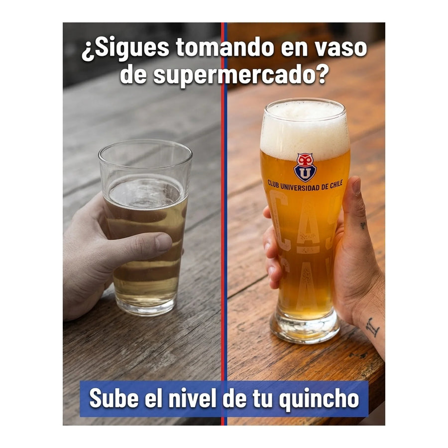 Set 4 Vasos Cerveceros U. De Chile Premium Bar Quincho Bbq