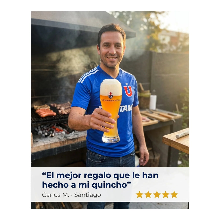 Set 4 Vasos Cerveceros U. De Chile Premium Bar Quincho Bbq