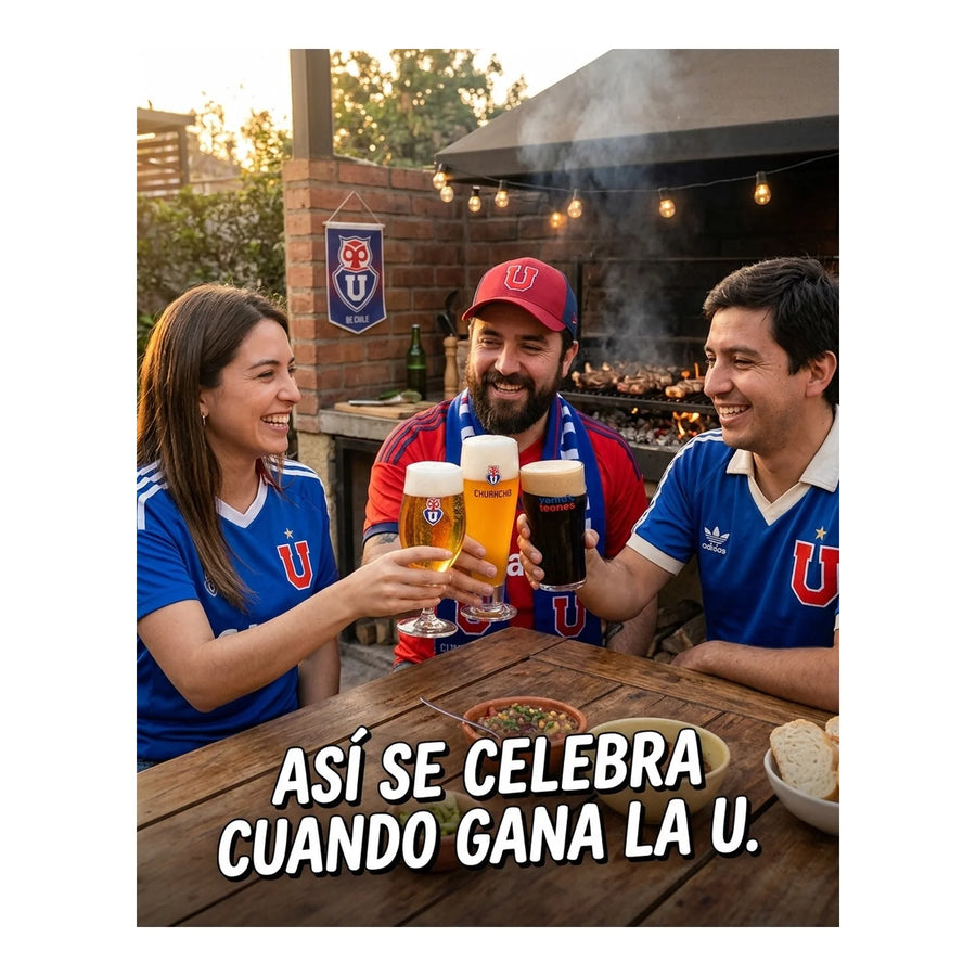 Set 4 Vasos Cerveceros U. De Chile Premium Bar Quincho Bbq