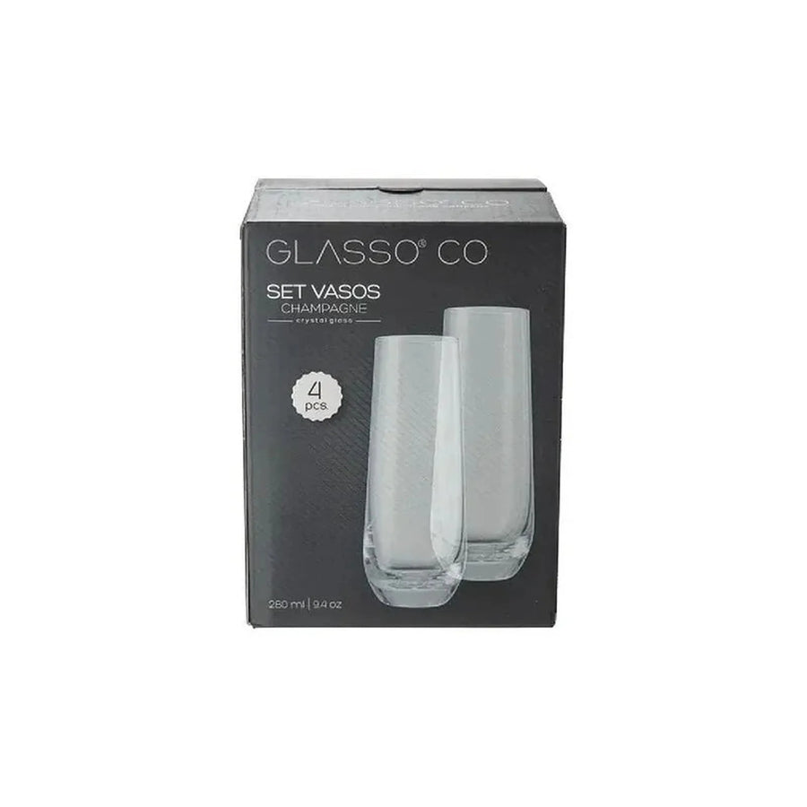 Set 4 Vasos Champagne Espumante Vidrio 280ml Glasso