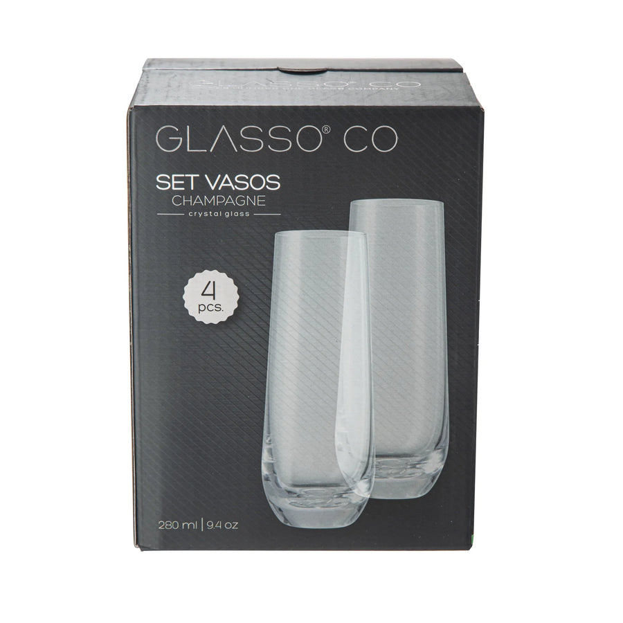 Set 4 Vasos Champagne Espumante Vidrio 280ml Glasso