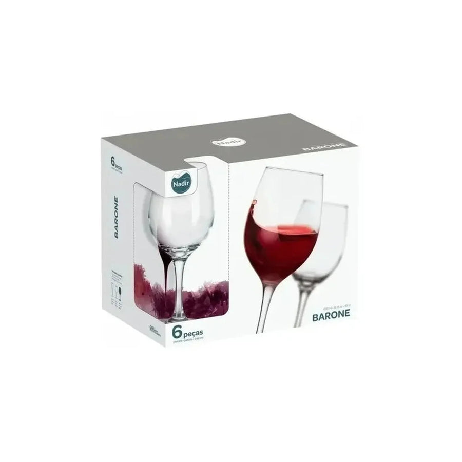 Set 6 Copas Nadir Barone Vidrio 490ml Para Vino Y Agua Transparente