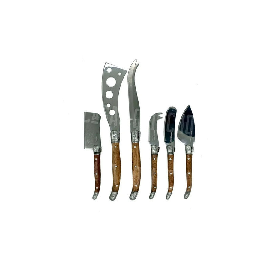 Set 6 Cuchillos Aperitivo Wayu Mango Madera Tablas + Grabado Personalizado