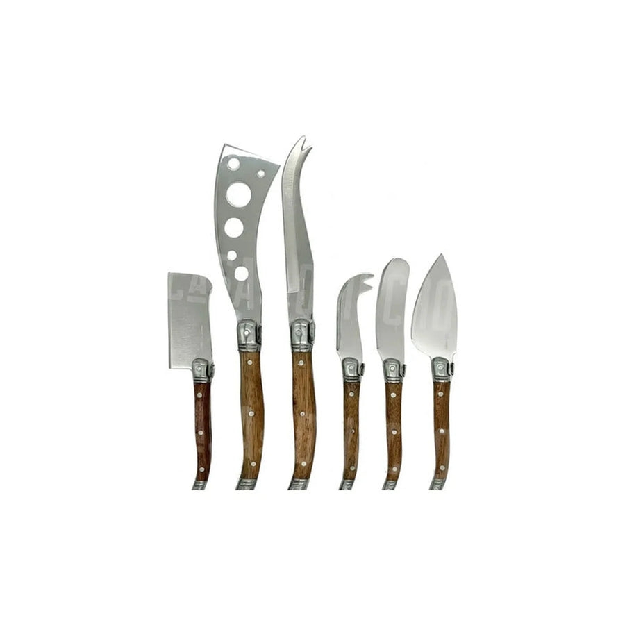 Set 6 Cuchillos Aperitivo Wayu Mango Madera Tablas + Grabado Personalizado