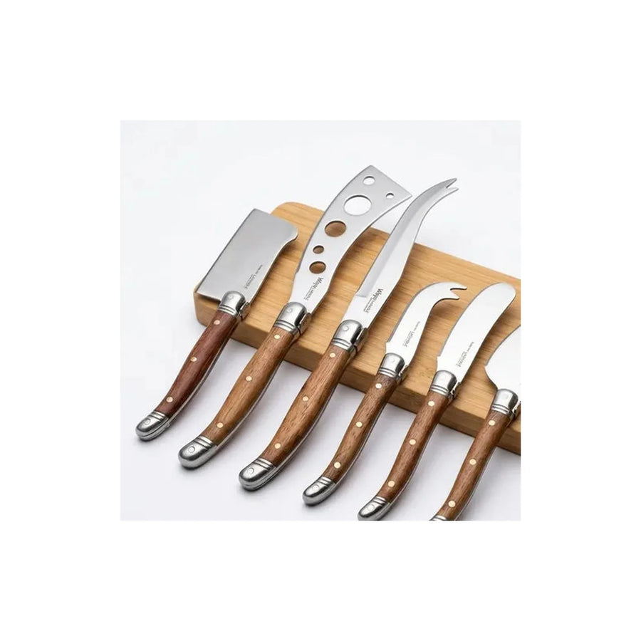 Set 6 Cuchillos Aperitivo Wayu Mango Madera Tablas + Grabado Personalizado
