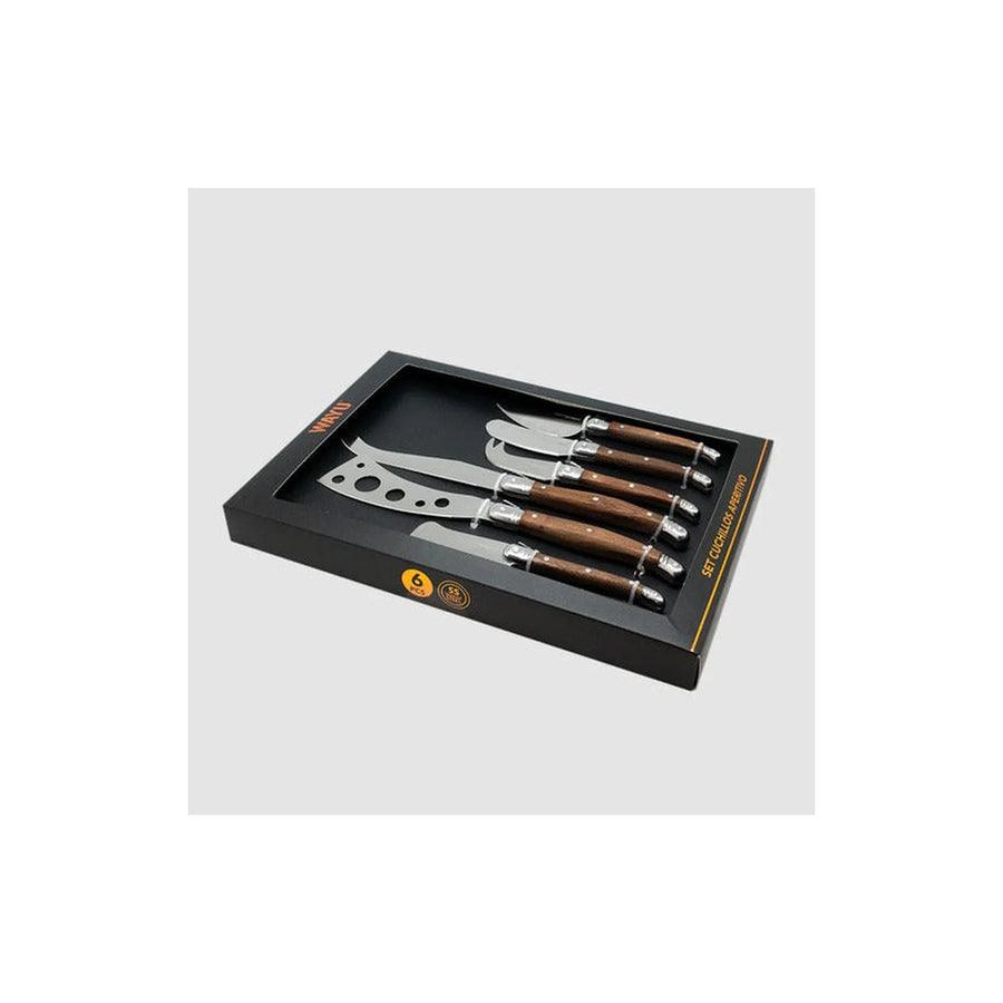 Set 6 Cuchillos Aperitivo Wayu Mango Madera Tablas + Grabado Personalizado