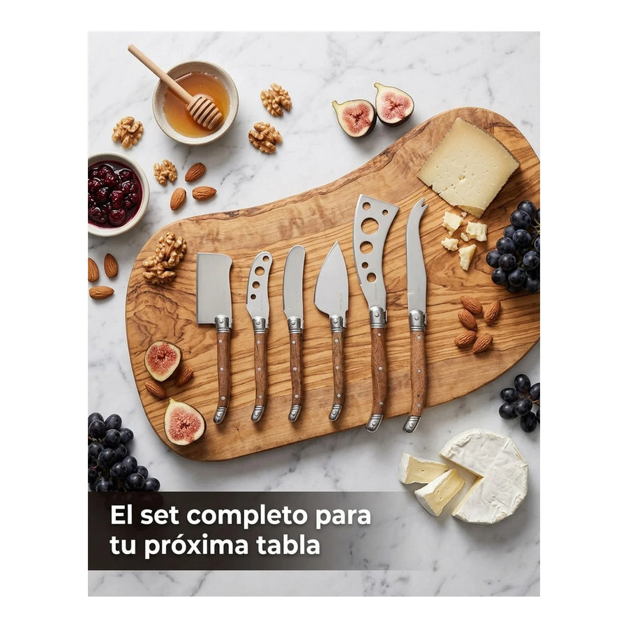 Set 6 Cuchillos Aperitivo Wayu Mango Madera Tablas + Grabado Personalizado