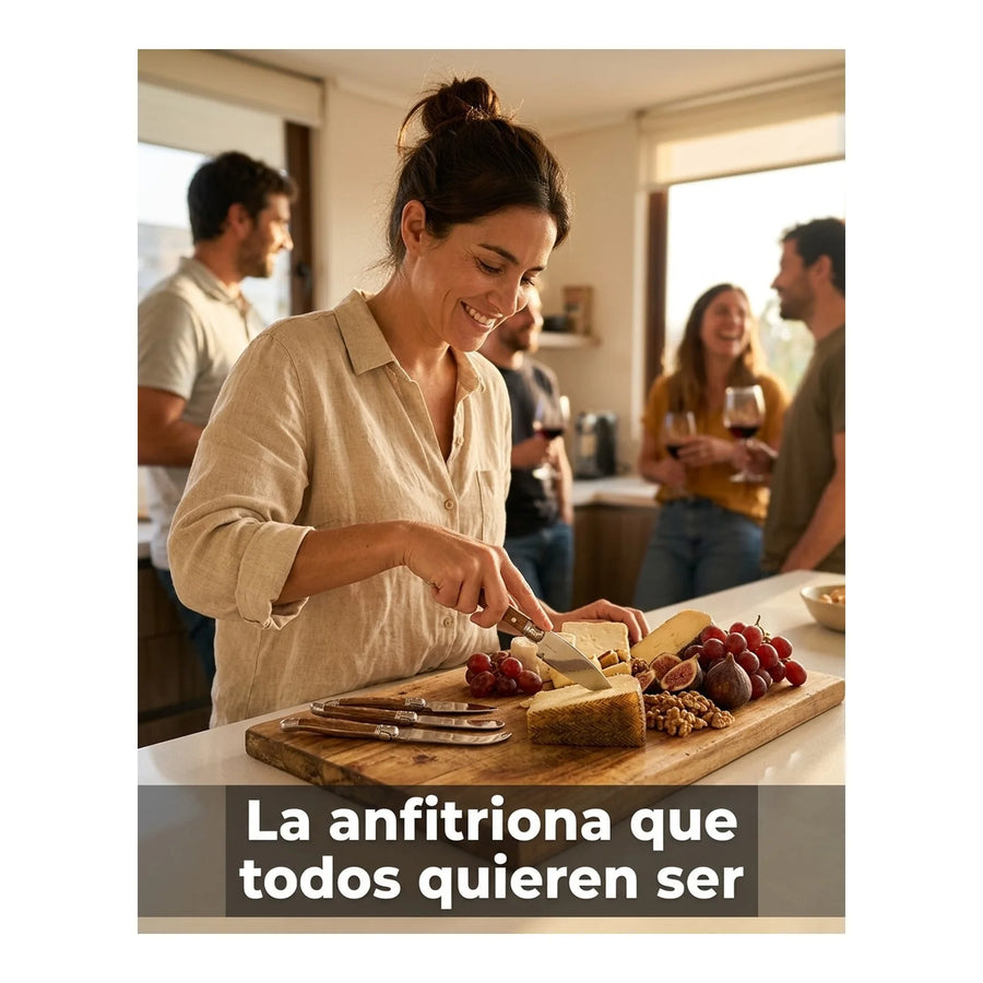 Set 6 Cuchillos Aperitivo Wayu Mango Madera Tablas + Grabado Personalizado